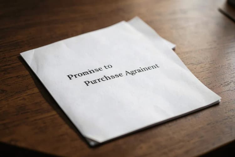 Um documento com o título "Contrato de Promessa de Compra e Venda".